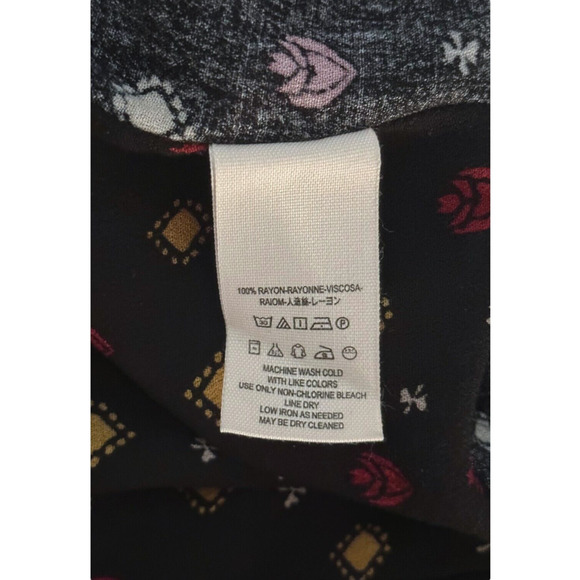 FREE PEOPLE Where We Roam Top Surplice Neck Pleated Boho Fall Black Red Small - Picture 12 of 13